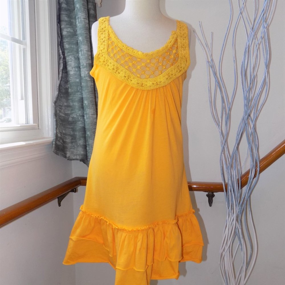 Mustard Tiered Ruffle Top Size Small